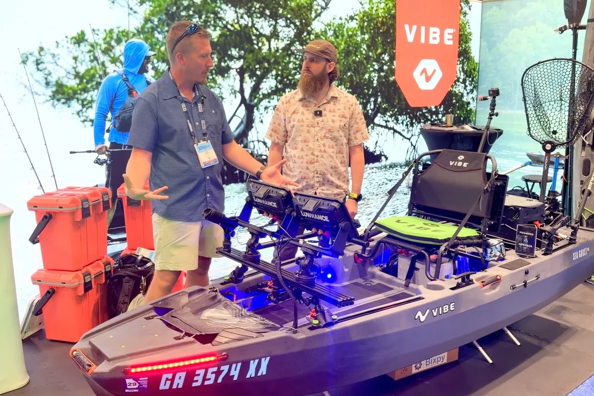 Vibe Sea Ghost 105 WRD fishing kayak walkthrough at ICAST 2026