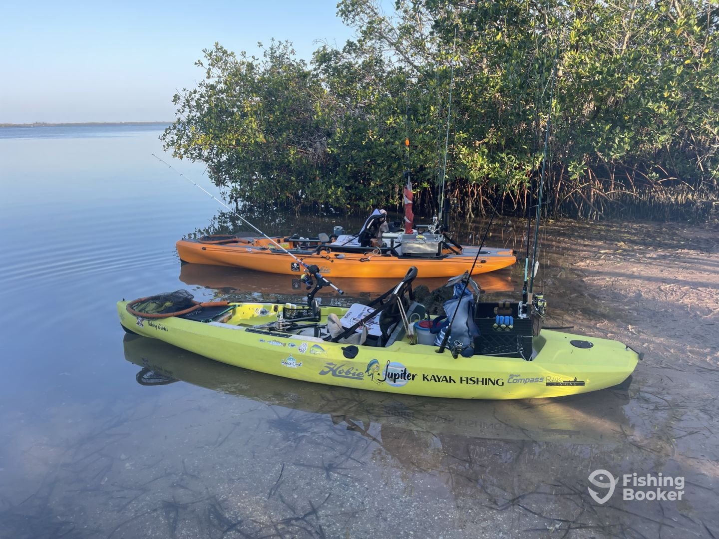 Kayak Fishing Charters in the USA: The Complete State-by-State Guide (2026) 3 Kayak fishing charter kayaks rigged and ready in Jupiter Florida