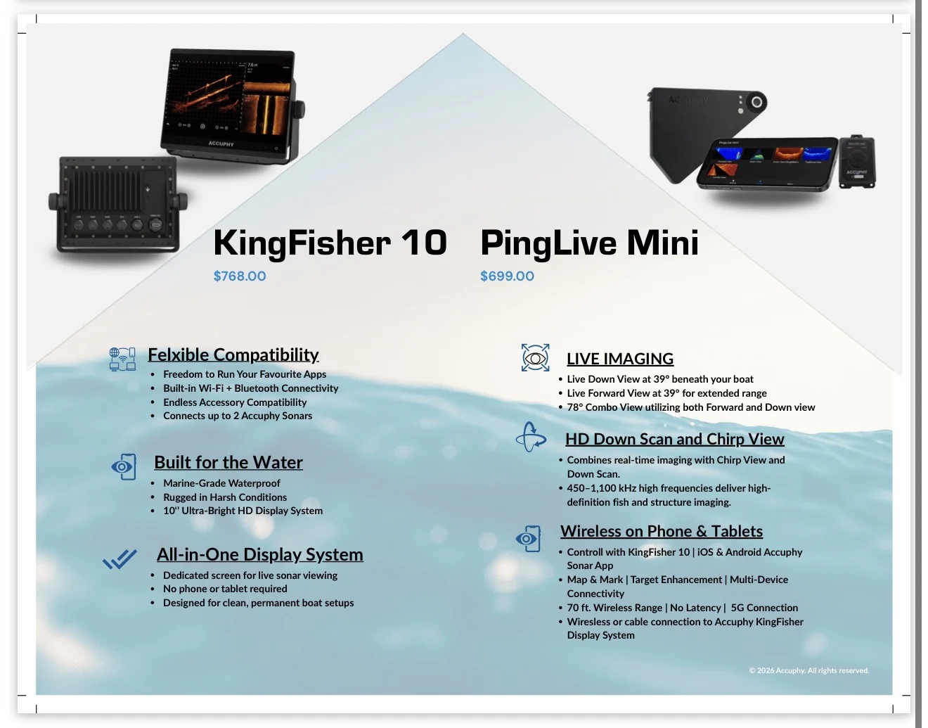 Accuphy Ping Live Mini Review: Live Sonar for $699 7 Accuphy KingFisher 10 and PingLive Mini spec sheet with prices and features