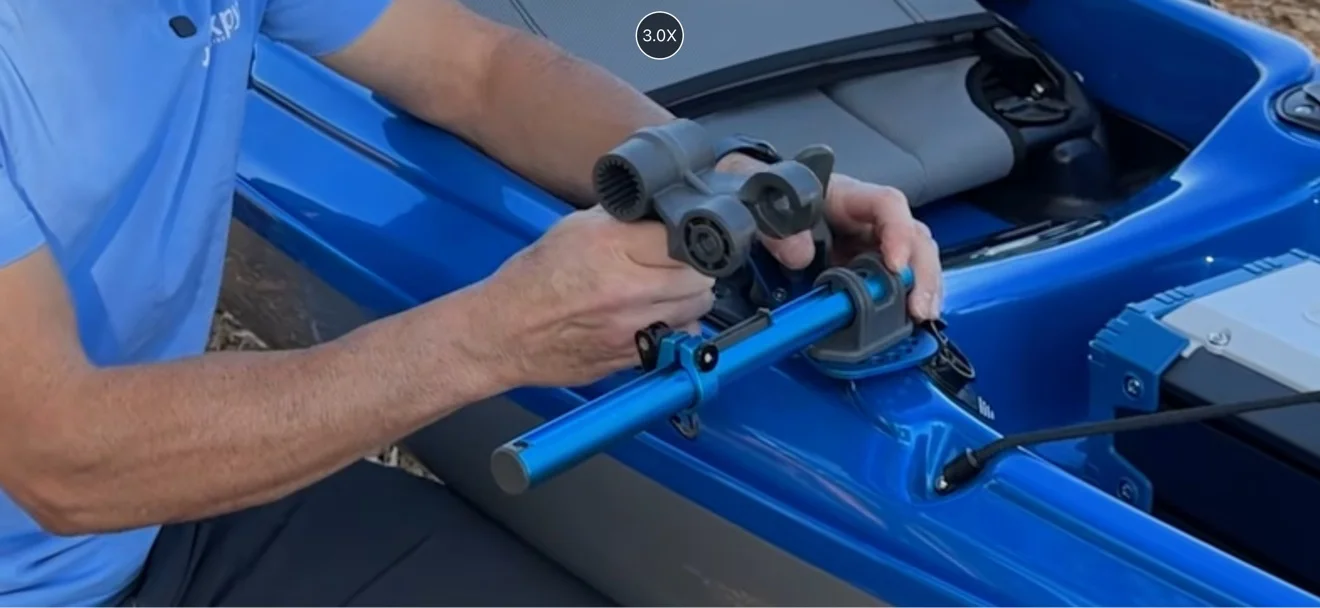 Close-up of the Bixpy Rod Holder Adapter mounting hardware